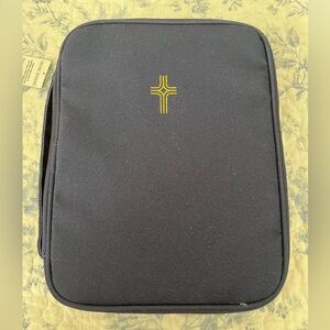 Navy Bible cover with gold cross